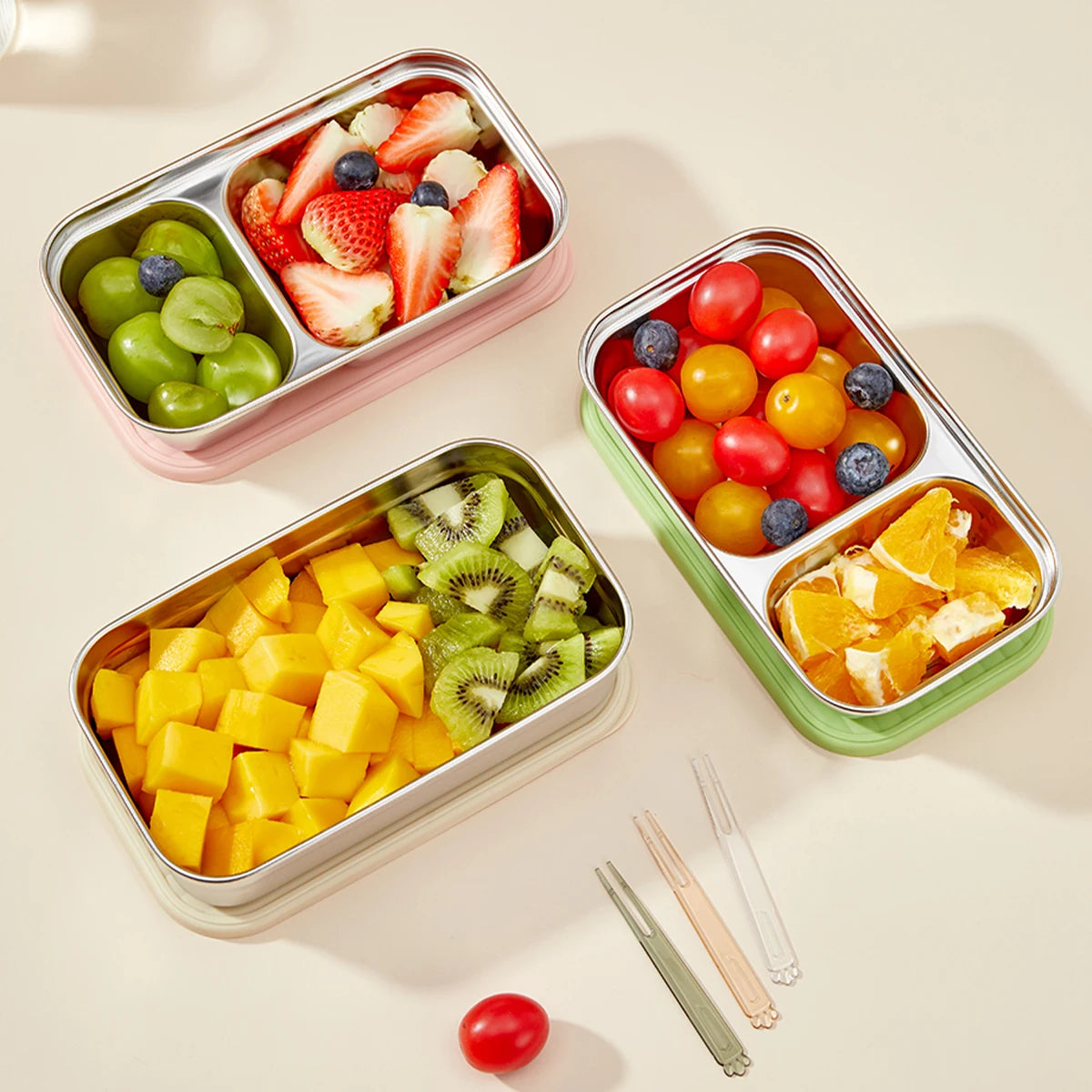 Stainless Steel Bento Lunch Box with Coloured Lid