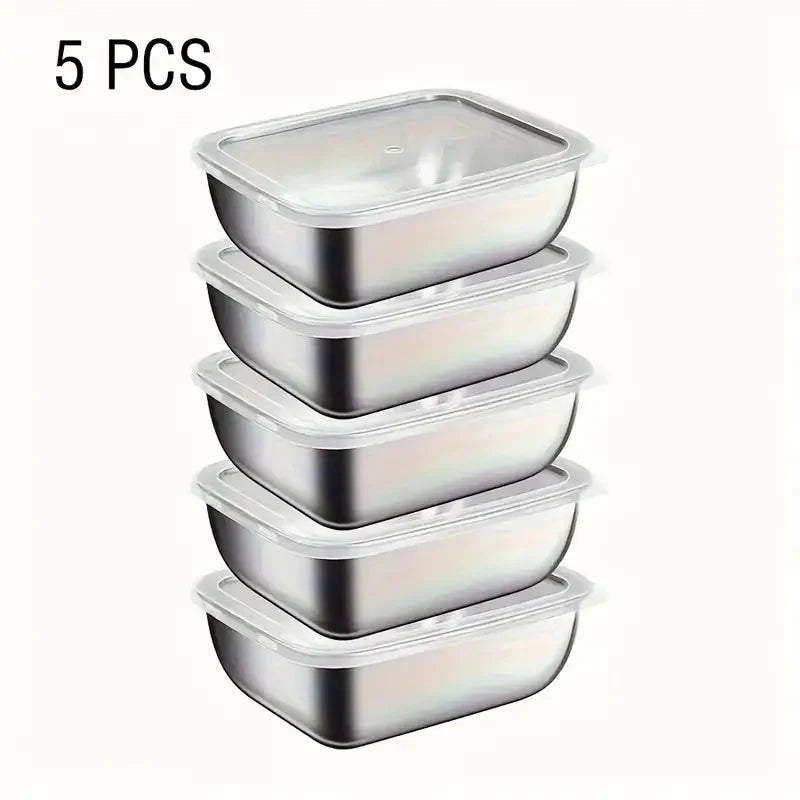 5-Piece Stainless Steel Food Containers