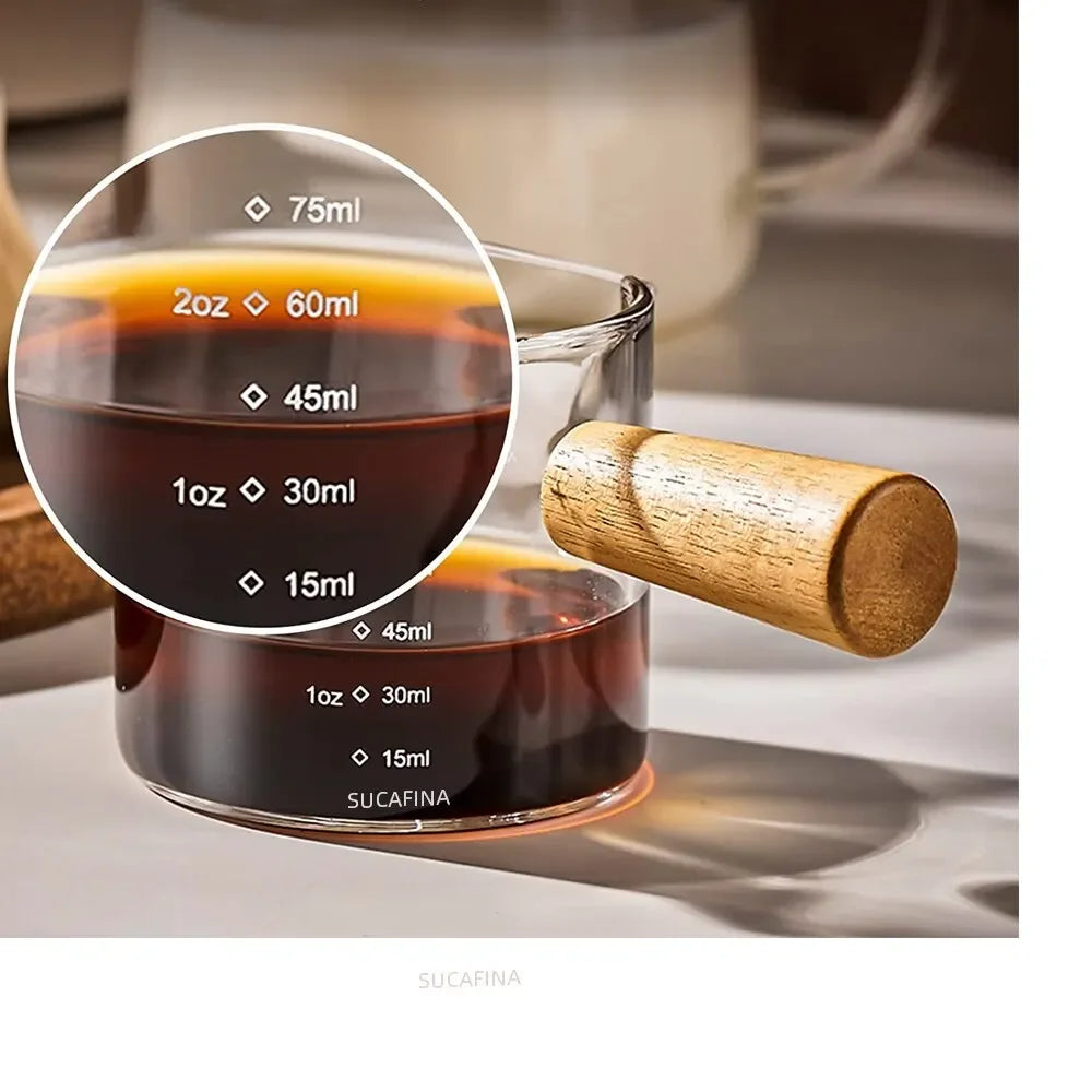 75ml Glass Measuring Cup with Wooden Handle