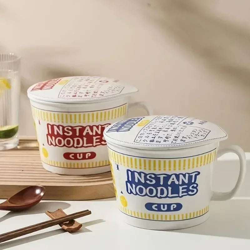 1000ml Ceramic Instant Noodle Bowl with Cover