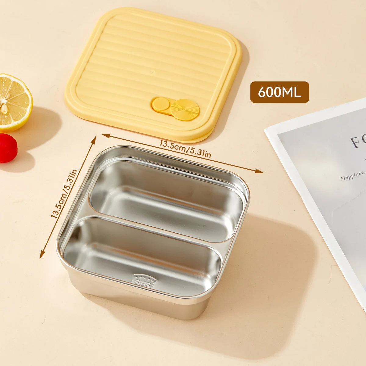 Stainless Steel Bento Lunch Box with Coloured Lid