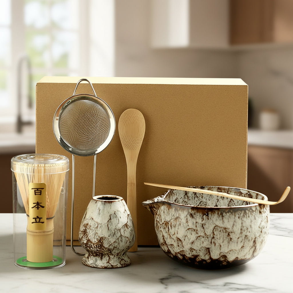6-Piece Patterned Matcha Tea Set