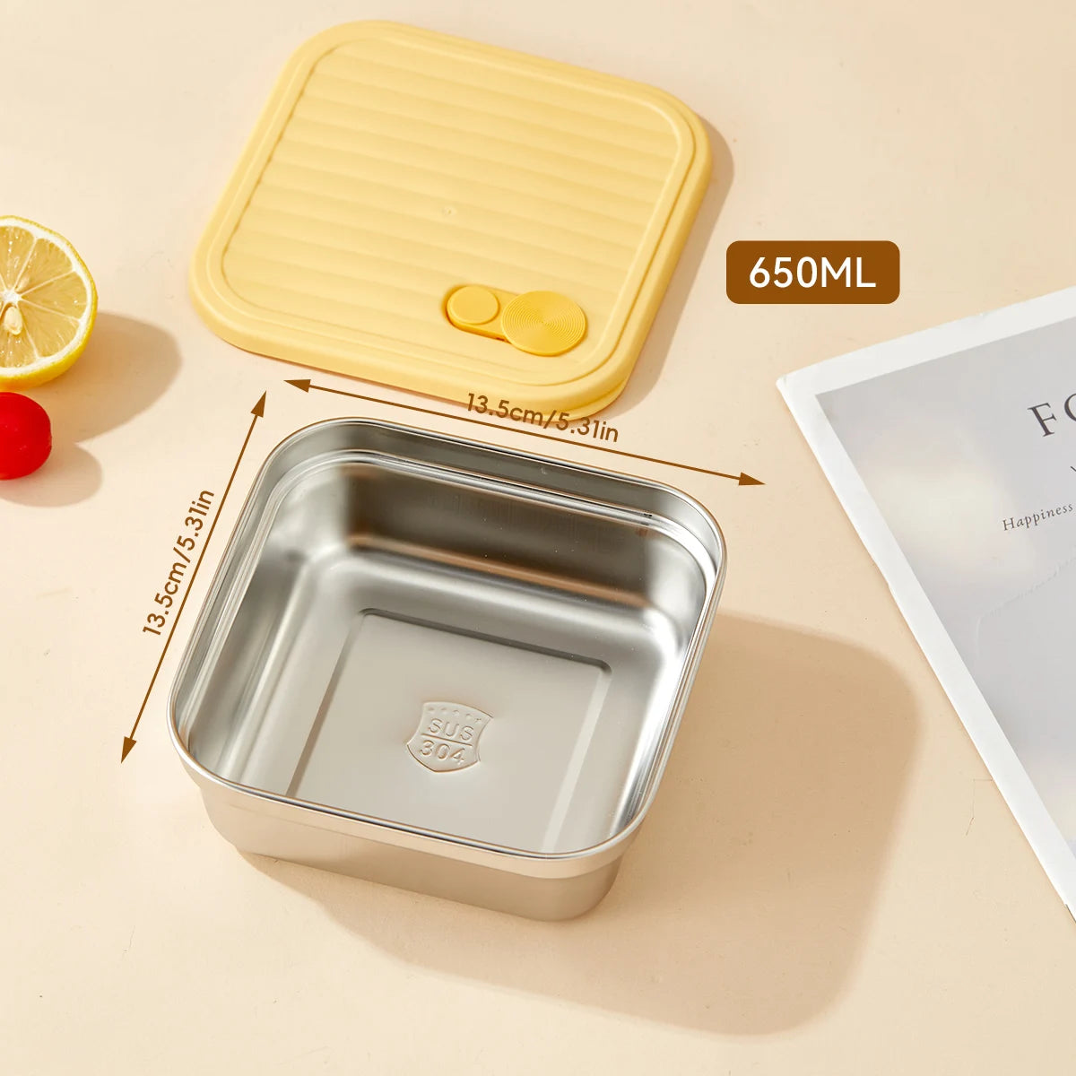 Stainless Steel Bento Lunch Box with Coloured Lid