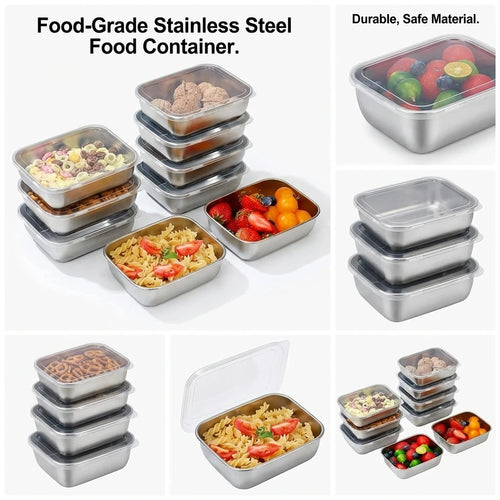 5-Piece Stainless Steel Food Containers