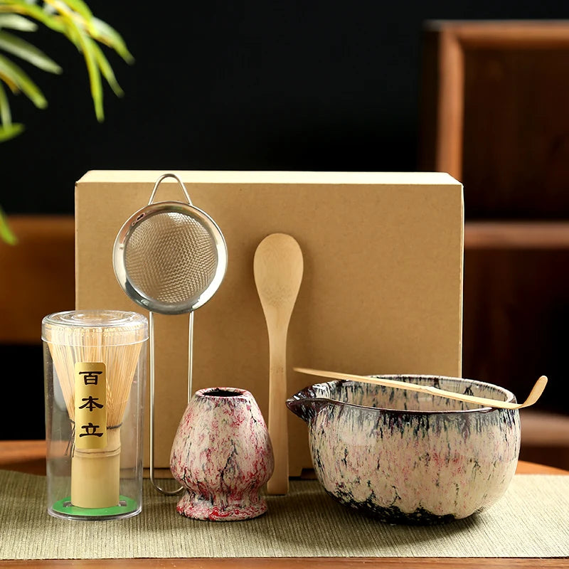 6-Piece Patterned Matcha Tea Set