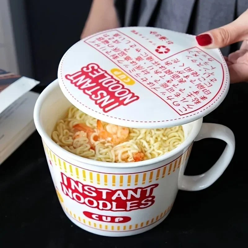 1000ml Ceramic Instant Noodle Bowl with Cover