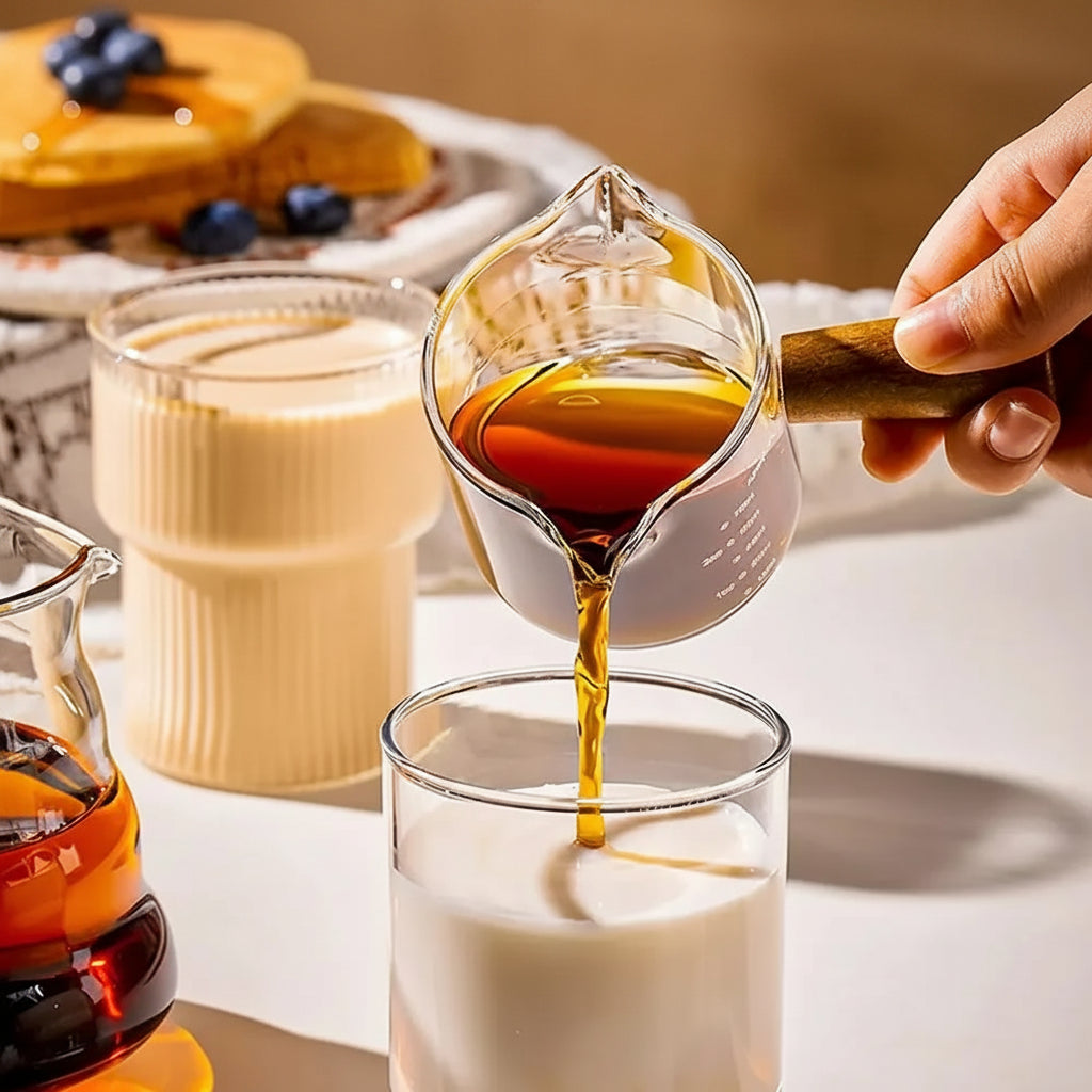 75ml Glass Measuring Cup with Wooden Handle