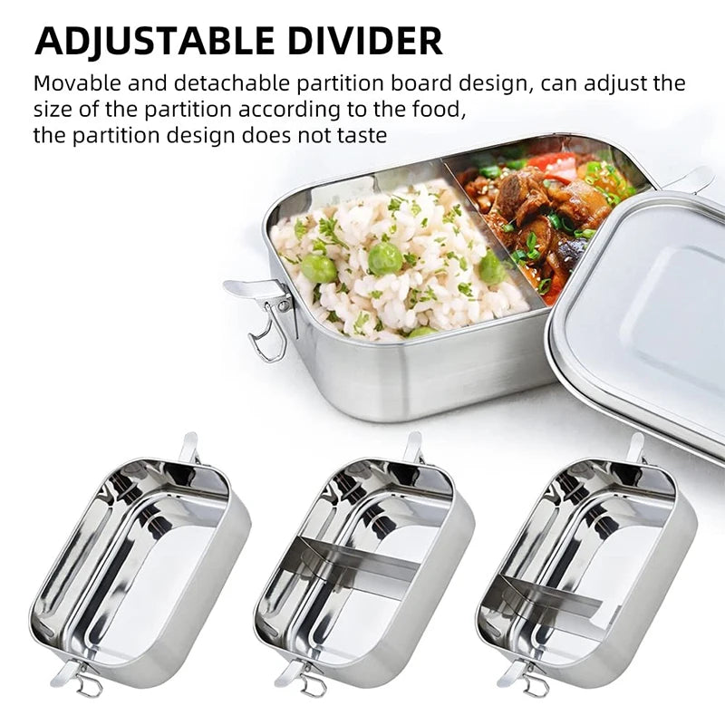 850ml Stainless Steel Bento Lunch Box with Removable Dividers