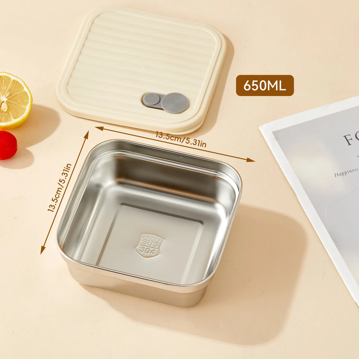 Stainless Steel Bento Lunch Box with Coloured Lid