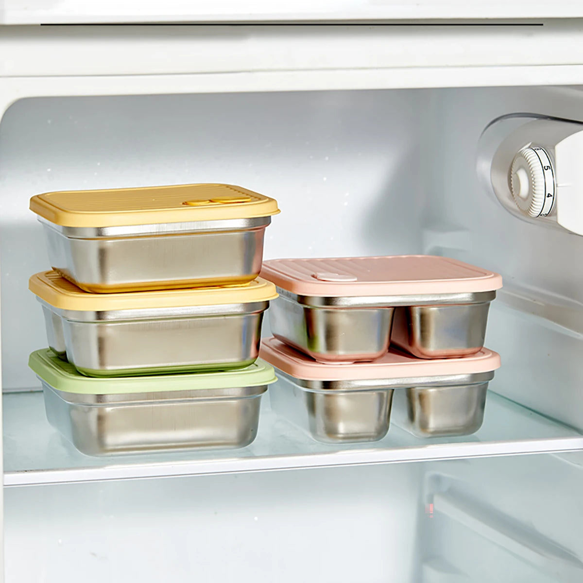 Stainless Steel Bento Lunch Box with Coloured Lid