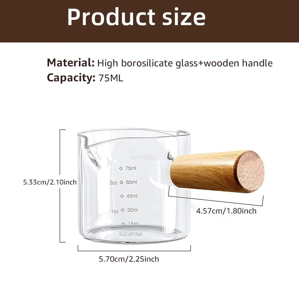 75ml Glass Measuring Cup with Wooden Handle