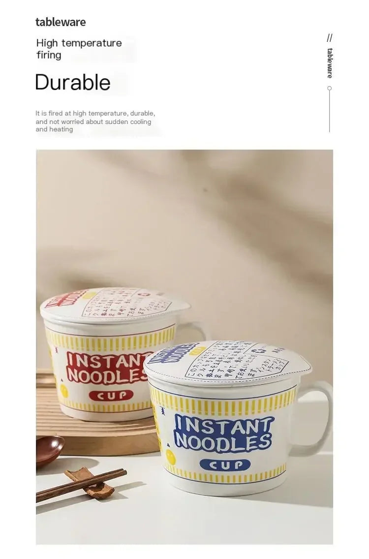 1000ml Ceramic Instant Noodle Bowl with Cover