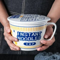1000ml Ceramic Instant Noodle Bowl with Cover