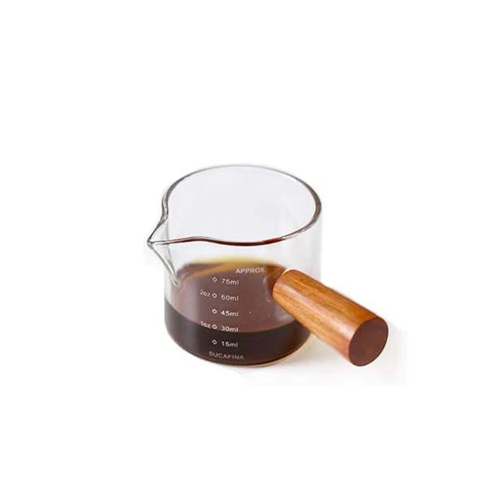 75ml Glass Measuring Cup with Wooden Handle