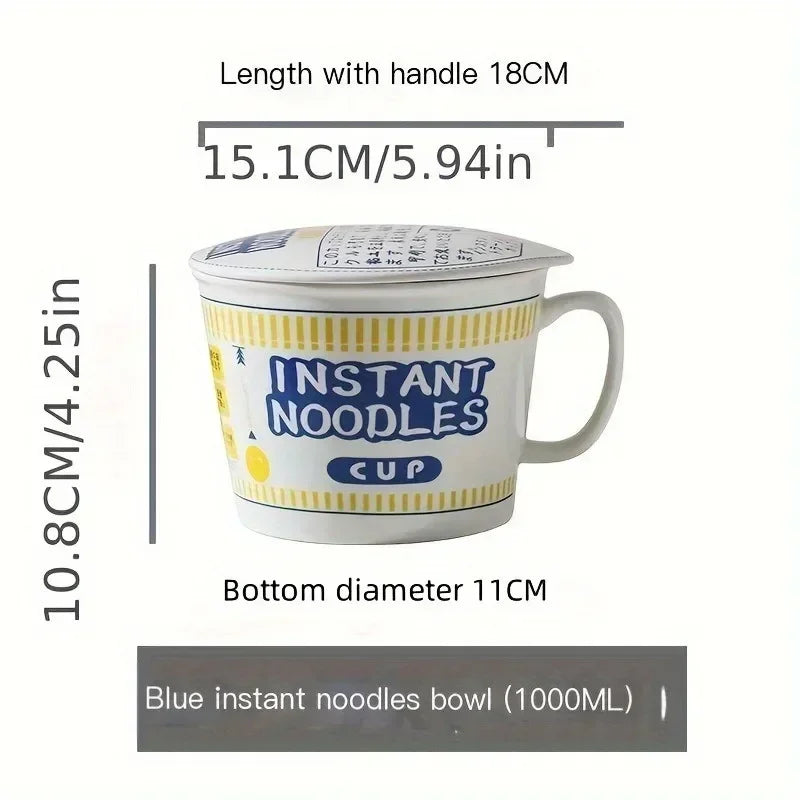 1000ml Ceramic Instant Noodle Bowl with Cover