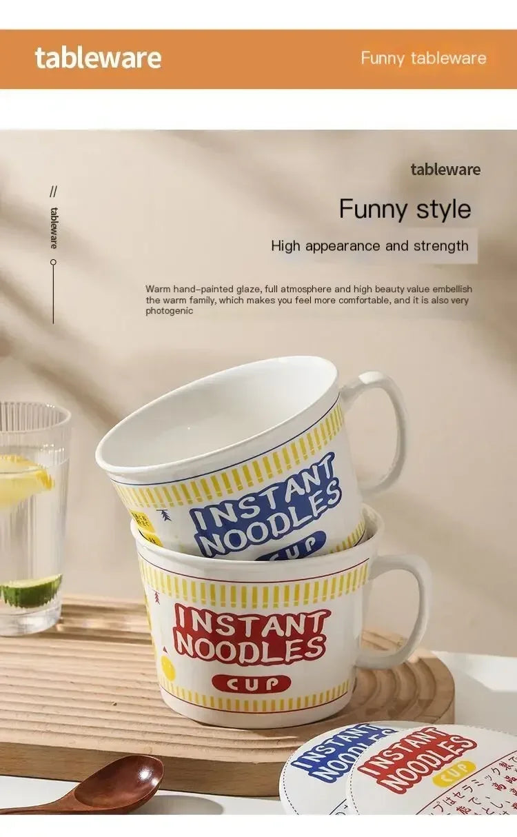 1000ml Ceramic Instant Noodle Bowl with Cover