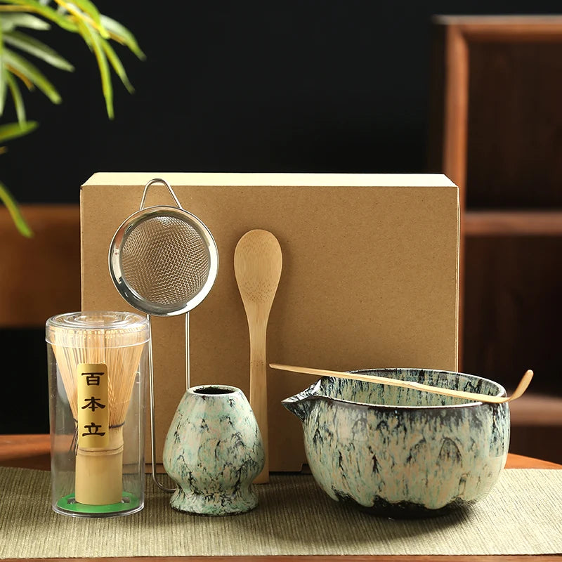 6-Piece Patterned Matcha Tea Set