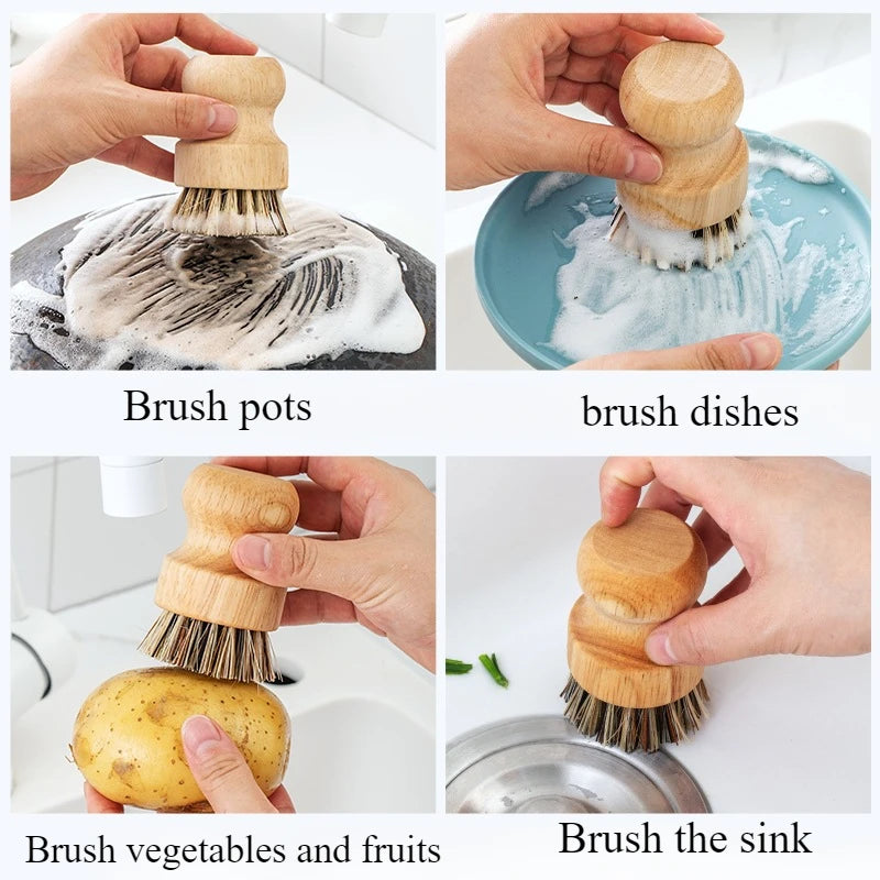 Wooden Dish Brush with Natural Sisal and Coconut