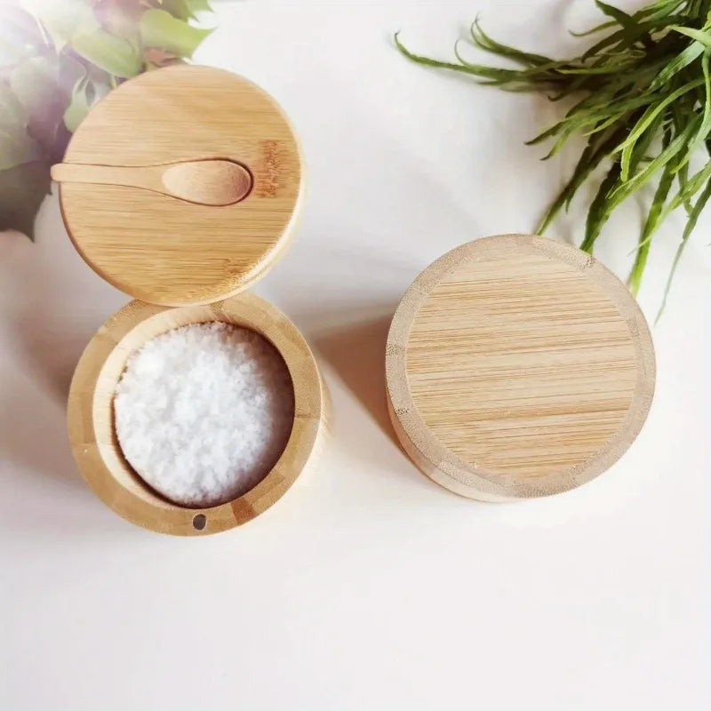 Wooden Salt Cellar & Seasoning Storage Pot