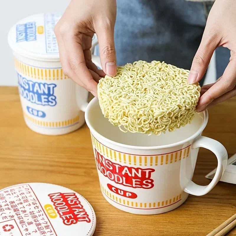 1000ml Ceramic Instant Noodle Bowl with Cover