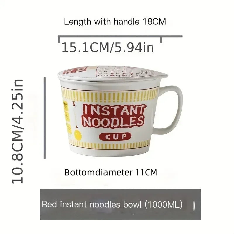 1000ml Ceramic Instant Noodle Bowl with Cover