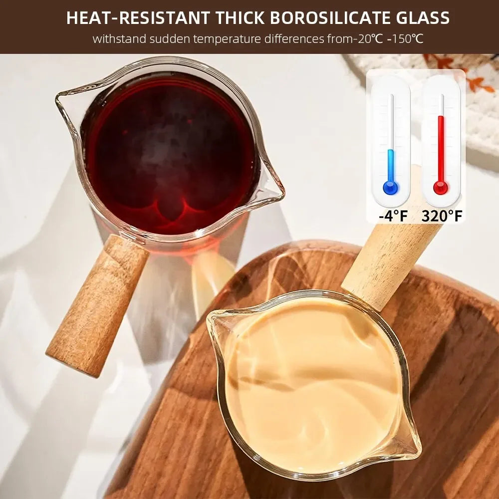 75ml Glass Measuring Cup with Wooden Handle